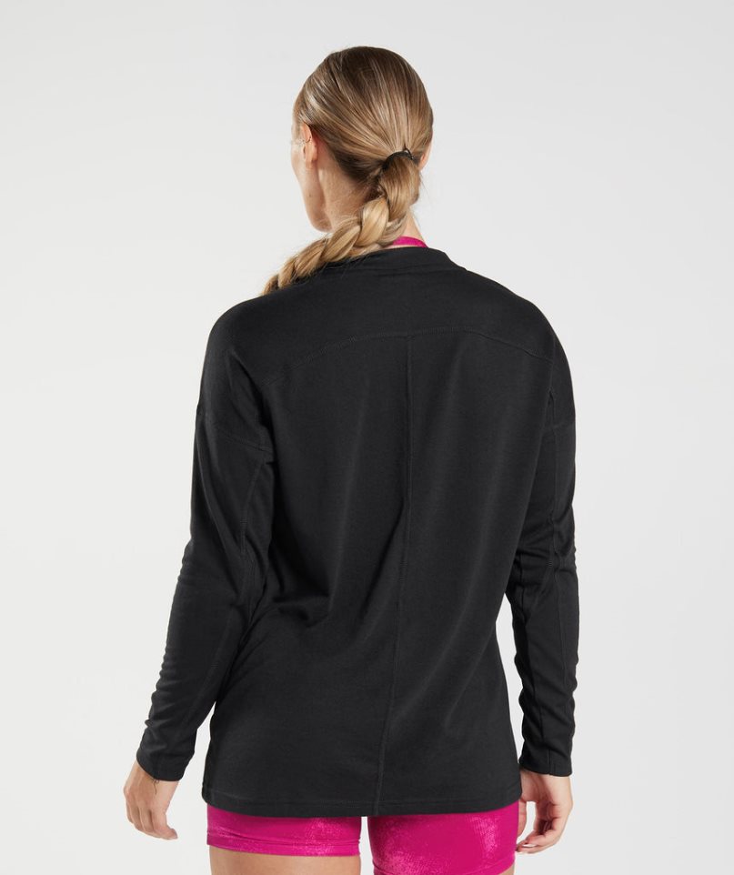 Women's Gymshark GS Power Long Sleeve T-Shirts Black | NZ 5NCQUY